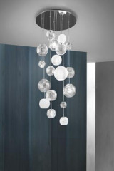 Waterfall chandelier 9 lights , striated glass balls Oto - Chandeliers by Vistosi
