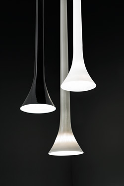 Fine suspension en tube évasé en verre soufflé Sissi - Blanc - Suspension by Vistosi