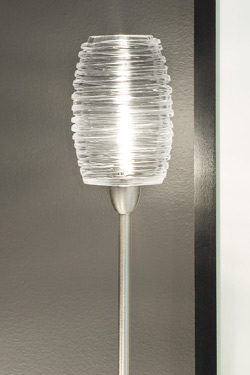 Amber Murano glass floor lamp with a Bozzolo glass and nickel plated metal foot Damasco collection 112cm