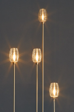 Amber Murano glass floor lamp with a Bozzolo glass and nickel plated metal foot Damasco collection 112cm - Floor lamps by Vistosi