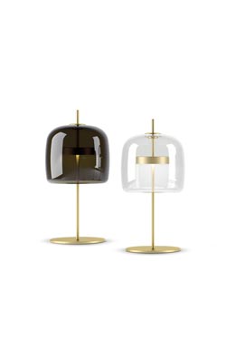Jube petite lampe de table verre fumé et éclairage LED