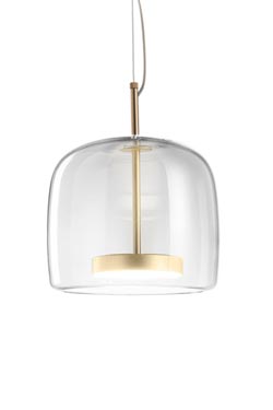 Jube petite suspension en verre transparent et métal doré satiné - Suspension by Vistosi