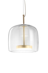 Jube petite suspension en verre transparent et métal doré satiné - Suspension by Vistosi