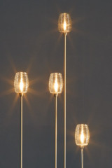 Lampadaire en verre de Murano filé ambre et pied en métal nickelé collection Damasco 112cm - Lampadaire by Vistosi
