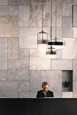 Futura large pendant in smocked glass and brown metal