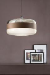 Futura large pendant in smocked glass and brown metal - Pendants by Vistosi