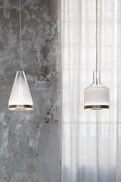 Medea conical pendant lamp in white glass