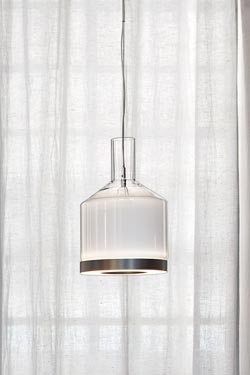 Medea graphic pendant lamp in white glass - Pendants by Vistosi