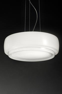 Murano glass frosted disc pendant Bot 45cm - Pendants by Vistosi