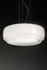 Murano glass frosted disc pendant Bot 45cm - Pendants by Vistosi