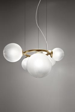 Puppet suspension 5 glass and gold spheres - Pendants by Vistosi
