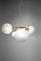 Puppet suspension 5 glass and gold spheres - Pendants by Vistosi