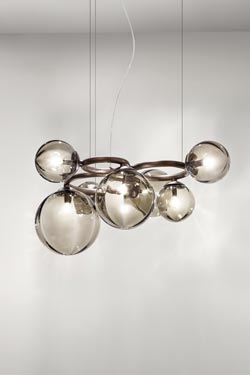 Puppet suspension 9 spheres of smoked glass - Pendants by Vistosi