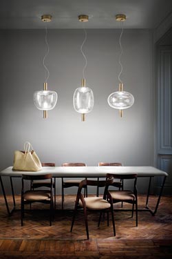 Riflesso contemporary oval pendant lamp with LED lighting