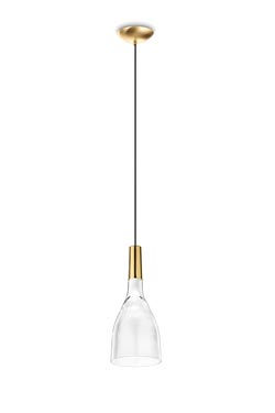 Scintilla pendant lamp glass and bright brass and LED lighting