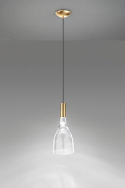 Scintilla pendant lamp glass and bright brass and LED lighting - Pendants by Vistosi