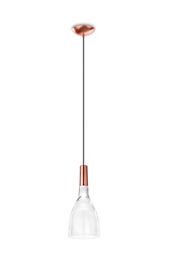Scintilla pendant lamp glass and shiny copper with LED lighting