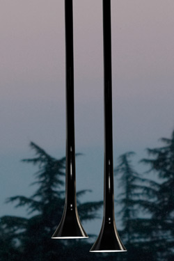 Sissi fine blown tube suspension in blown glass - White