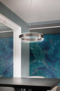 Phoenix suspension anneau de verre transparent et noir