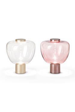 Riflesso lampe à poser verre transparent et laiton satiné