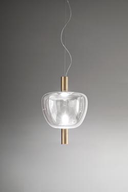 Riflesso suspension verre et or satiné, éclairage LED - Suspension by Vistosi