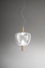 Riflesso suspension verre et or satiné, éclairage LED - Suspension by Vistosi