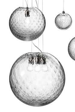 Suspension Bolle, sphère en verre de Murano soufflé bouche 35cm - Suspension by Vistosi