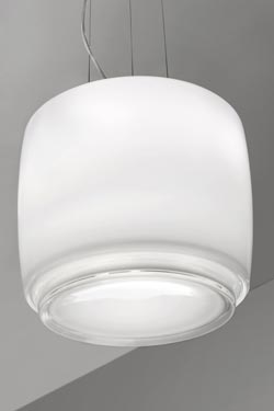 Suspension cylindre en verre de Murano dépoli Bot 16cm