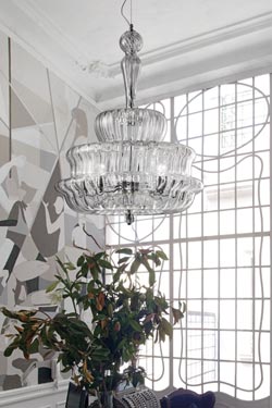 Suspension en verre de Murano soufflé bouche transparent Novecento - Suspension by Vistosi