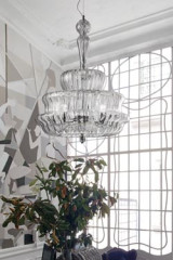 Suspension en verre de Murano soufflé bouche transparent Novecento - Suspension by Vistosi