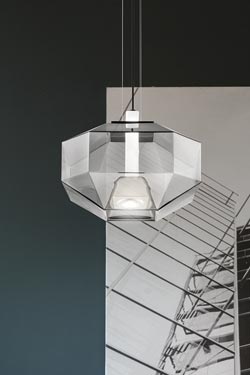 Suspension géométrique en verre transparent Stone