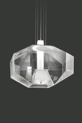 Suspension géométrique en verre transparent Stone - Suspension by Vistosi
