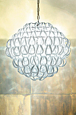 Suspension Giogali SP 60 ronde maille de verre blanc - Suspension by Vistosi