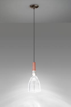 Suspension Scintilla verre et cuivre brillant à éclairage LED - Suspension by Vistosi