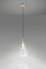 Suspension Scintilla verre et laiton brillant et éclairage LED - Suspension by Vistosi