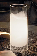 Transparent and white Murano glass table lamp in cylinder Lio Collection - Table lamps by Vistosi