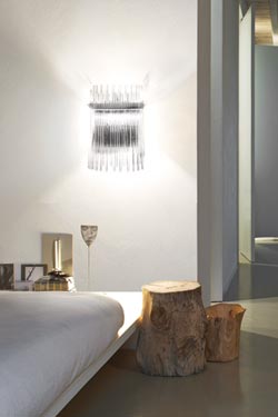 Diadema clear Murano blown glass wall lamp
