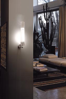 Murano glass wall lamp clear and white in cylinder - Lio Collection