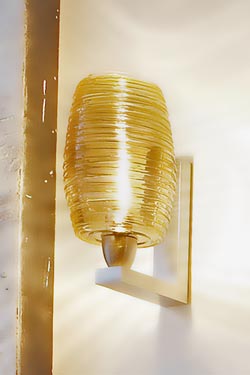 Murano glass wall lamp with amber glass wire - Damasco Collection - Wall lights by Vistosi