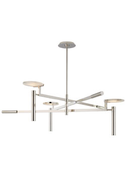 Contemporary 3-light chandelier in alabaster and polished nickel - Chandeliers by Visual Comfort&Co.