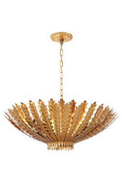 Hampton large 6-light gilded foliage chandelier - Chandeliers by Visual Comfort&Co.
