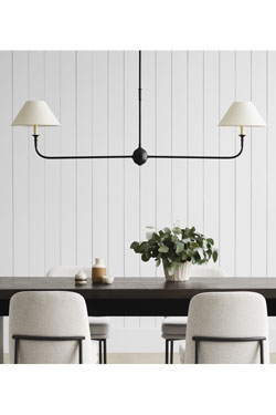 Small 2-light classic black and white Piaf chandelier
