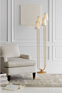 Classic 4-light gold floor lamp Montreuil