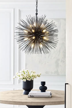Lustre contemporain oursin de métal noir Strada