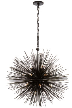 Lustre contemporain oursin de métal noir Strada - Lustre by Visual Comfort&Co.