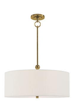 Classic white linen cylinder pendant Reed - Pendants by Visual Comfort&Co.