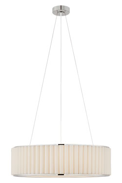 Hanging lamp in silver-plated metal and natural linen Palati - Pendants by Visual Comfort&Co.