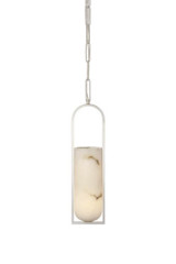 Melange alabaster and silver pillar pendant - Pendants by Visual Comfort&Co.