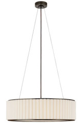 Round suspension lamp in linen and black bronze Palati - Pendants by Visual Comfort&Co.