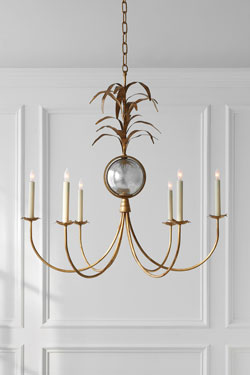 Petit lustre doré décor feuille style années 70 Gramercy